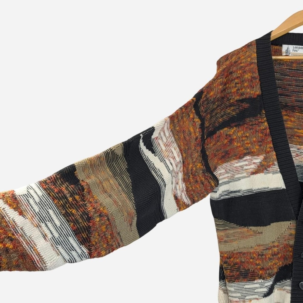 London Fog Vintage Cotton Cardigan Multicolor USA XLT - Picture 6 of 7